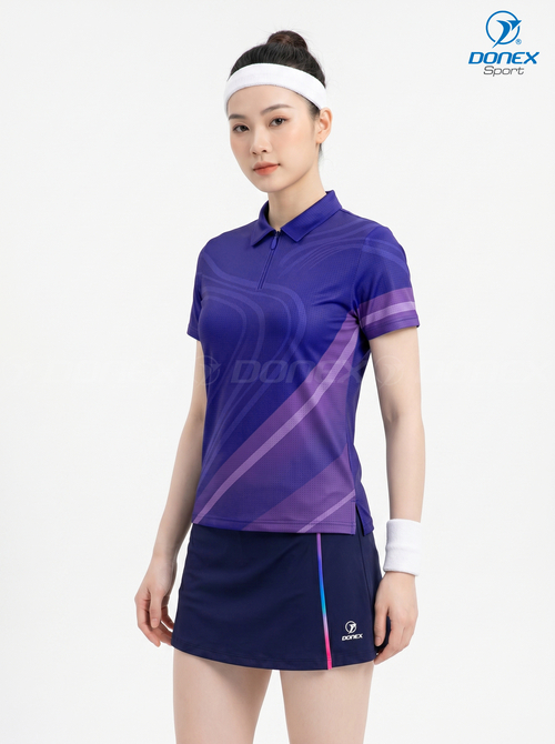 Áo thể thao nữ AC-3866-09-01 Tím phối trắng